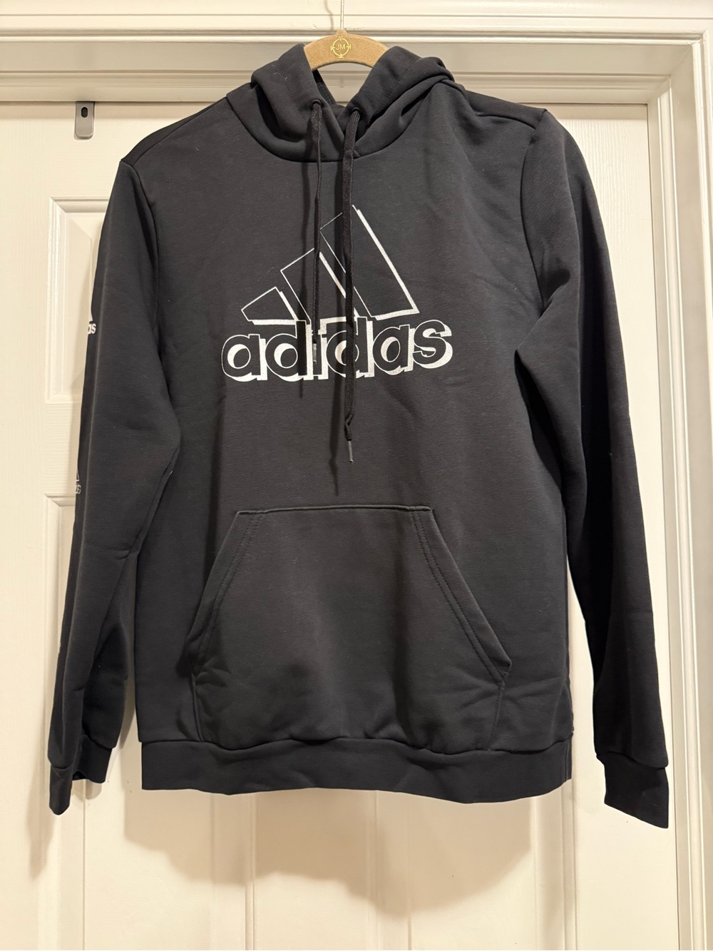 adidas Black Pullover Hoodie with White Logo (Women’s M)